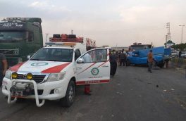 امدادرسانی هلال احمر تهران به ۱۱ مصدوم تصادف زنجیره ای در محور قدیم تهران – قم