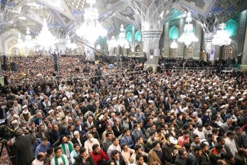 اجتماع عظیم زائران و مجاوران حرم مطهر رضوی علیه‌السلام با حضور  رهبر معظم انقلاب اسلامی