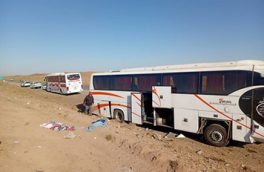۲۹ نفر در پی واژگونی اتوبوس در محور سبزوار به نیشابور مصدوم شدند